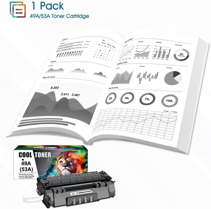 كول تونر خرطوشة حبر متوافقة Q5949A بديلة لـ HP 49A Q5949A 49X Q5949X 53A Q7553A لطابعات HP 1320 1320n P2015 P2015dn P2014 3390 1160 P2015d 1320tn M2727nf (أسود، عبوة واحدة) - Image 4