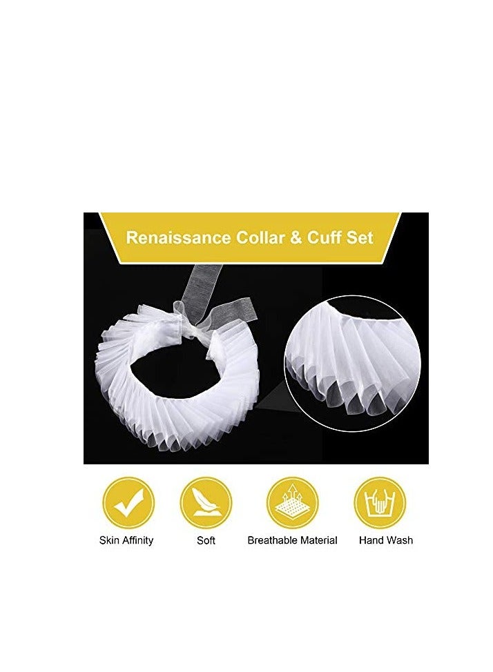 SYOSI Renaissance Collar and Cuff Set Elegant Victorian Costume Accessories Handwork Cosplay Accessories Wrist Cuffs Ruffled Neck Collar - Image 3