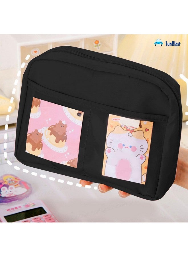 FunBlast Pencil Case for Kids - Large Capacity Zipper Pencil Pouch for Kids & Adult, Multipurpose Stationary Pouch Bag for Kids, Makeup Pouch, Aesthetic Pouch (Black2) - Image 2