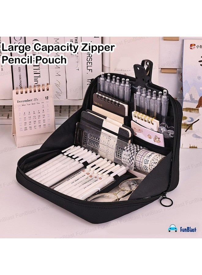 FunBlast Pencil Case for Kids - Large Capacity Zipper Pencil Pouch for Kids & Adult, Multipurpose Stationary Pouch Bag for Kids, Makeup Pouch, Aesthetic Pouch (Black2) - Image 4