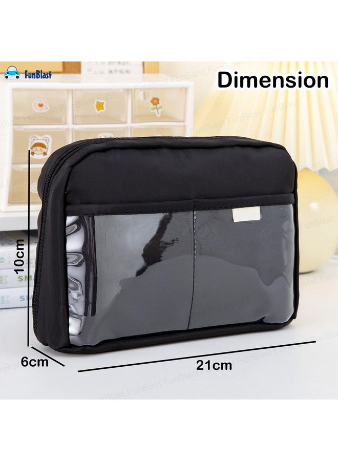 FunBlast Pencil Case for Kids - Large Capacity Zipper Pencil Pouch for Kids & Adult, Multipurpose Stationary Pouch Bag for Kids, Makeup Pouch, Aesthetic Pouch (Black2) - Image 3