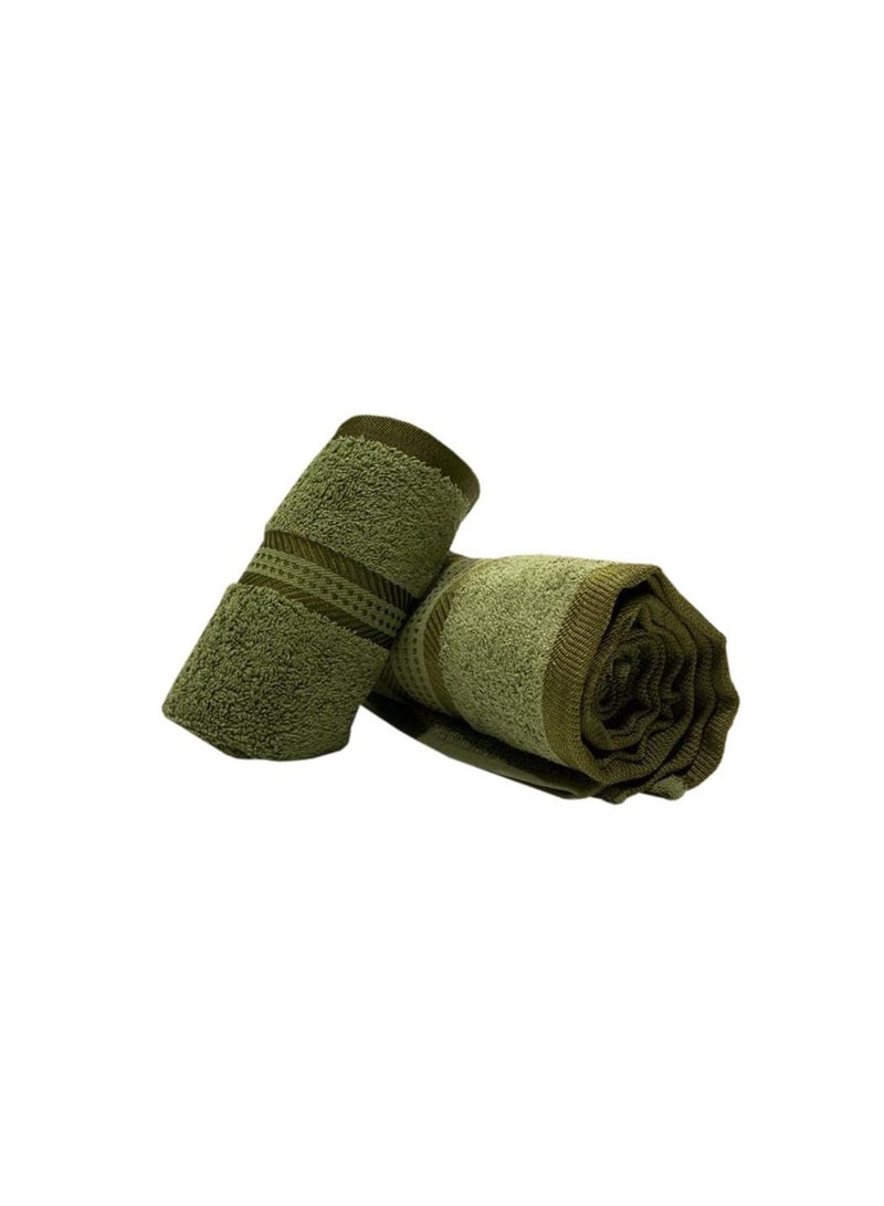 BYFT Daffodil (Green) Premium Towels (Set of 1 Hand & 1 Bath Towel) 100% Cotton, Highly Absorbent and Quick dry, Hotel and Spa Quality Bath linen with Stripe Diamond Dobby-500 Gsm  - Image 4