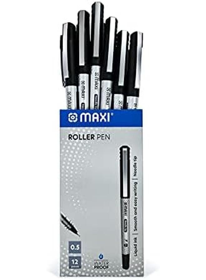 Maxi Roller Pen 0.5Mm Needle Tip Box Of 12Pc Black - Image 2