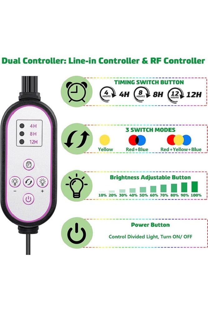 Grow Lights Plants With Stand, Red Blue White Full Spectrum Plant Light with 80-150cm Adjustable Tripod Stand, Indoor Grow Lamp  with 4/8/12H Timer with Remote Control with Remote Control, Adjustable Gooseneck,Suitable For Various Plants Growth - Image 2