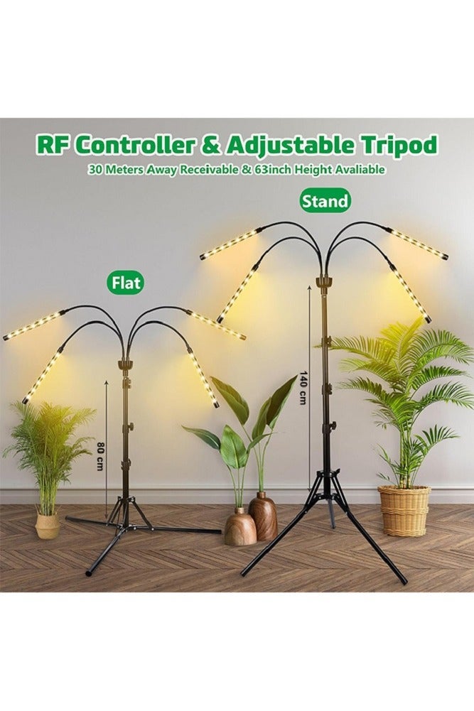Grow Lights Plants With Stand, Red Blue White Full Spectrum Plant Light with 80-150cm Adjustable Tripod Stand, Indoor Grow Lamp  with 4/8/12H Timer with Remote Control with Remote Control, Adjustable Gooseneck,Suitable For Various Plants Growth - Image 5