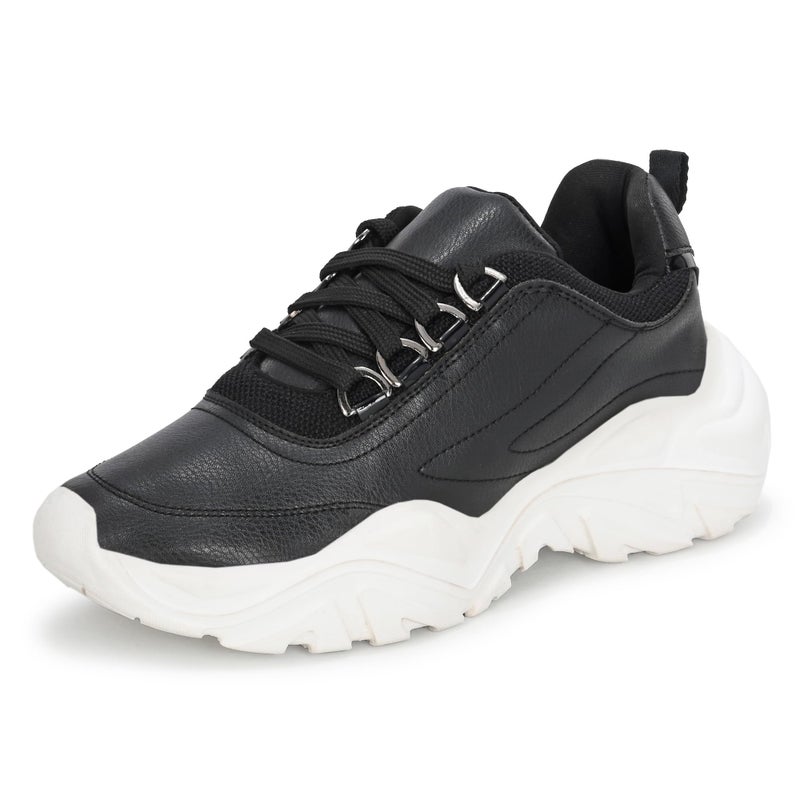 Centrino Women Chunky Sneaker | Cushioned Insole for Comfort | Stylish Lace-Up Design | Perfect for Casual Shoe for Girls 9726-1 - Image 2