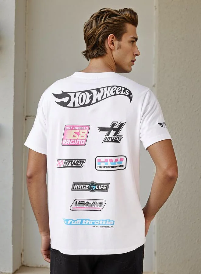 SP Characters Hot Wheels Print Round Neck T-shirt