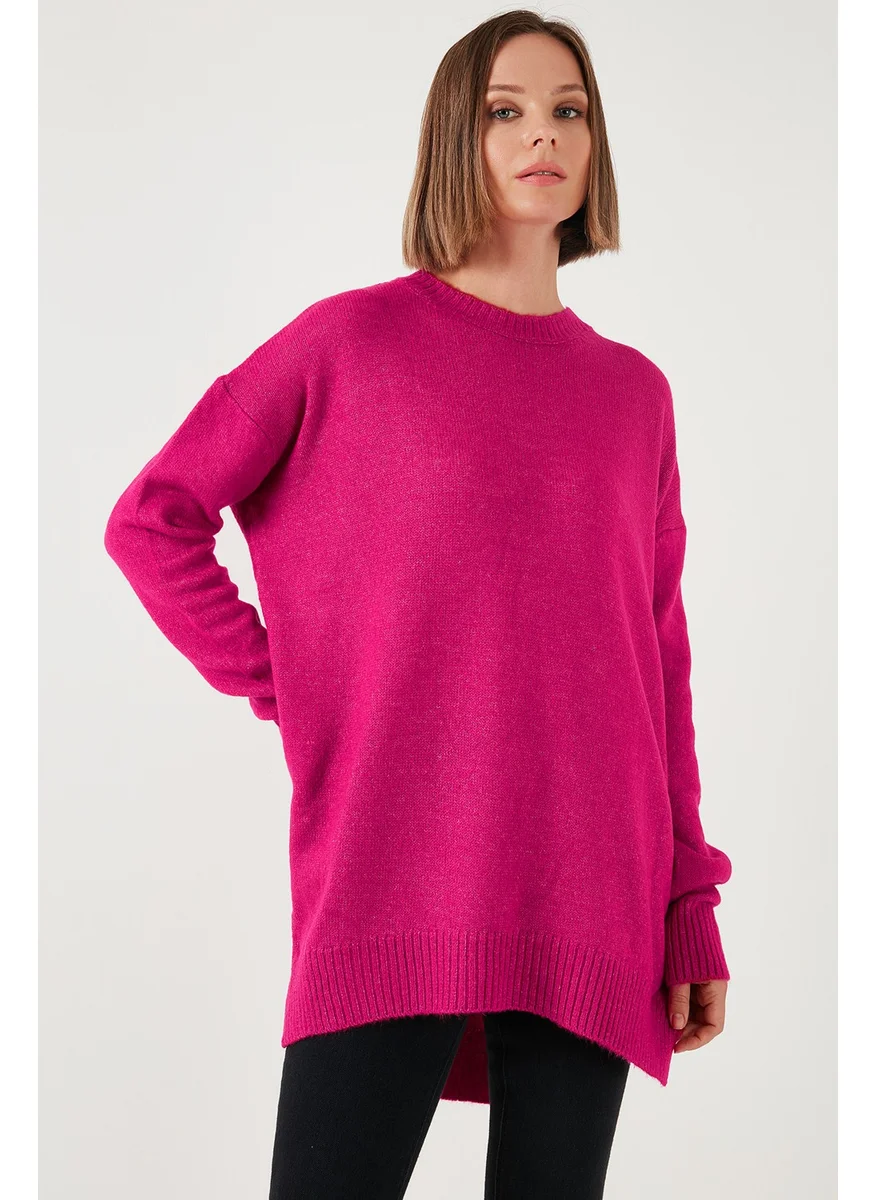Lela Casual Cut Slit Detailed Crew Neck Sweater Women's Sweater 4616142Y
