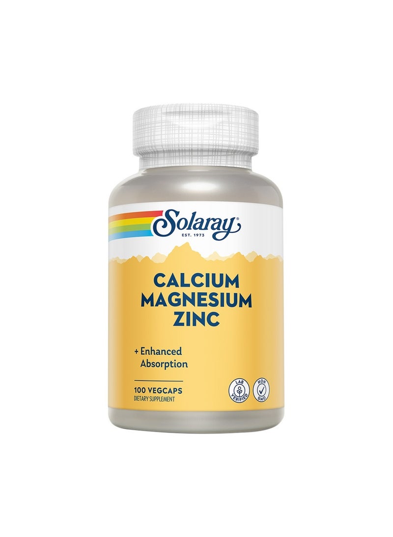 Solaray Calcium Magnesium Zinc Veg Capsules 100's 