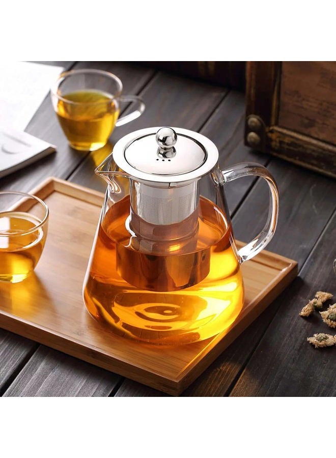 Newraturner Mini Size Glass Teapot Tea Kettle-with Stainless Steel Removable Infuser for Blooming Tea & Loose Leaf Tea, Microwave & Stovetop Safe, 950ML/32oz (L-950) - Image 3
