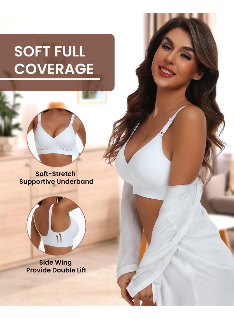 womens Ultimate Wireless Bra Full Coverage Bra (pack of 1) ,Wire-Free Support, Breathable Fabric, V-Neck Design, Adjustable Straps, Multiple Occasions - Image 4