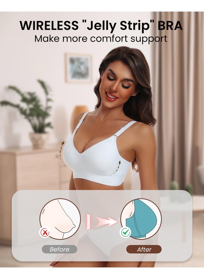 womens Ultimate Wireless Bra Full Coverage Bra (pack of 1) ,Wire-Free Support, Breathable Fabric, V-Neck Design, Adjustable Straps, Multiple Occasions - Image 3