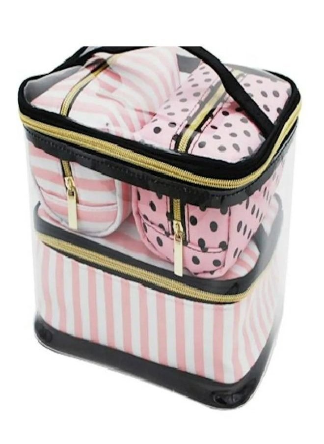 RollsTimi  4-Piece Cosmetic Bags Set Clear/Black/Pink  - Image 1