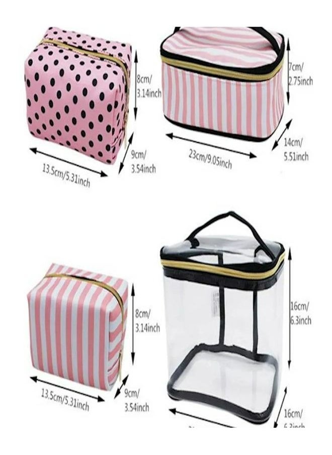 RollsTimi  4-Piece Cosmetic Bags Set Clear/Black/Pink  - Image 4