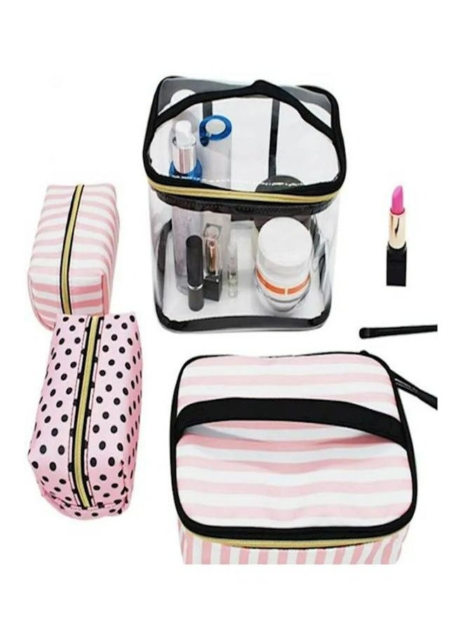 RollsTimi  4-Piece Cosmetic Bags Set Clear/Black/Pink  - Image 3