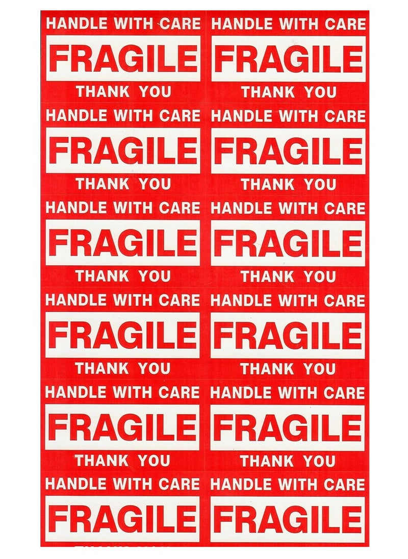 Rubik - 120 Fragile Stickers 9x5cm Horizontal Handle With Care Thank Warning Labels For Safe Shipping Packing Boxes Luggage (Red/White) - Image 1