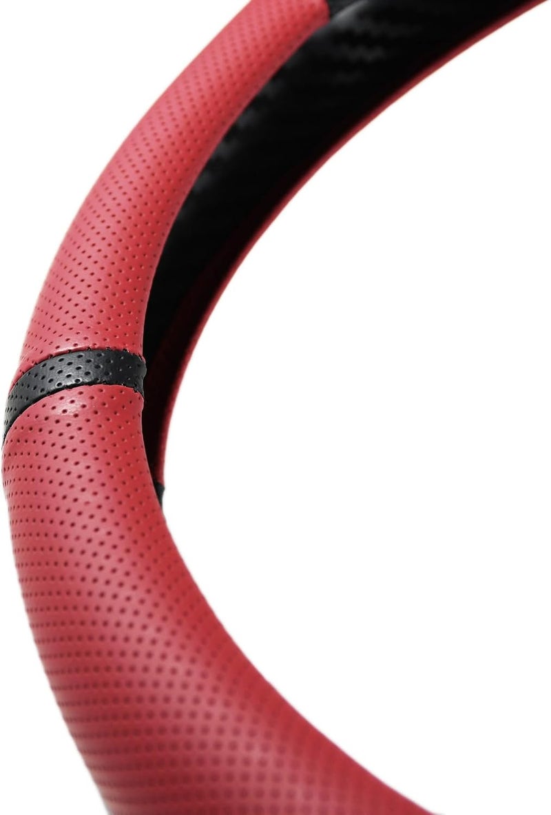 PartsTo Quick Install Enhanced Control Sporty Nappa Leather Steering Wheel Cover, Odorless Sweat-Proof Non-Slip Protector Universal Fit for 14.5-15 Inch Car SUV Truck - Image 4