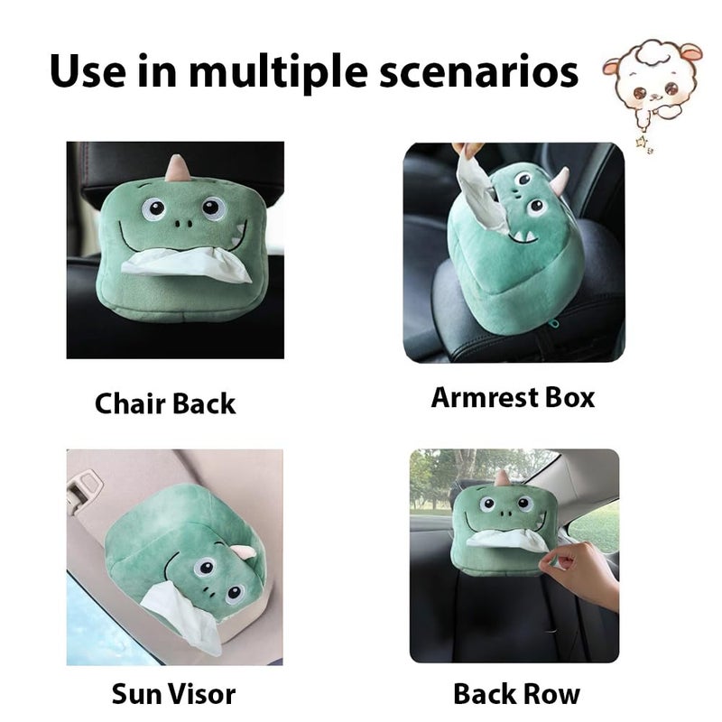 Pivdo® Car Tissue Paper Holder Different Animal Cartoon Faces Portable Napkin Car Tissue Box for Car Interior Accessories (Green) - Image 4