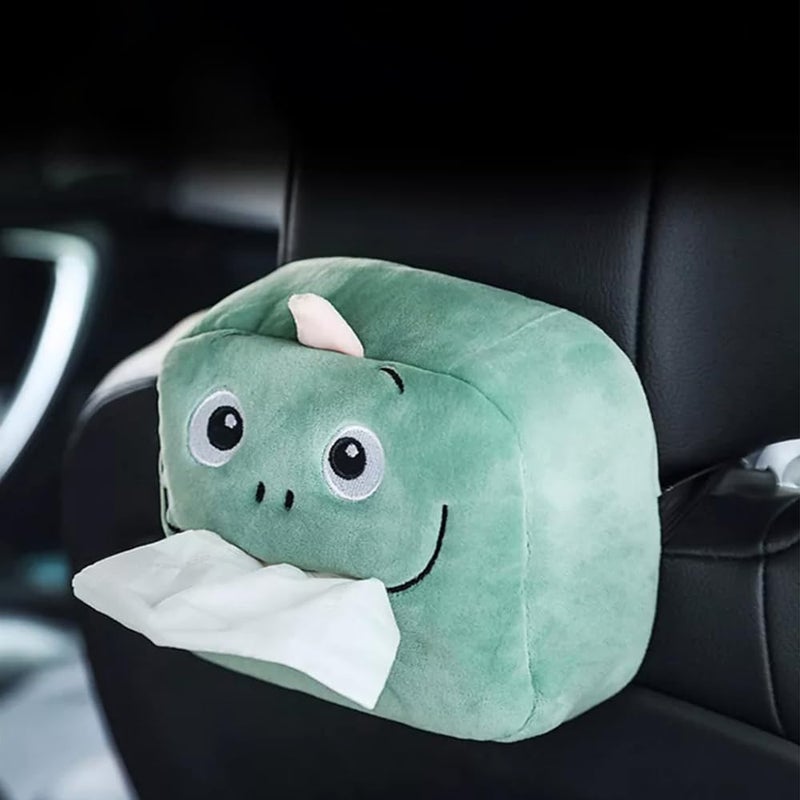Pivdo® Car Tissue Paper Holder Different Animal Cartoon Faces Portable Napkin Car Tissue Box for Car Interior Accessories (Green) - Image 1