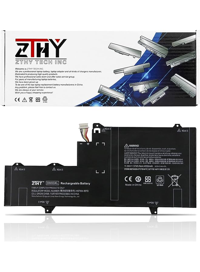 ZTHY 57Wh Om03Xl Laptop Battery Compatible With Hp Elitebook X360 1030 G2 13.3" Y8Q67Ea Y8Q89Ea Z2W62Ea Series Hstnn-Ib7O 863167-1B1 Hsn-I04C Omo3Xl 0Mo3Xl Om03057Xl 863280-855 863167-171 - Image 1