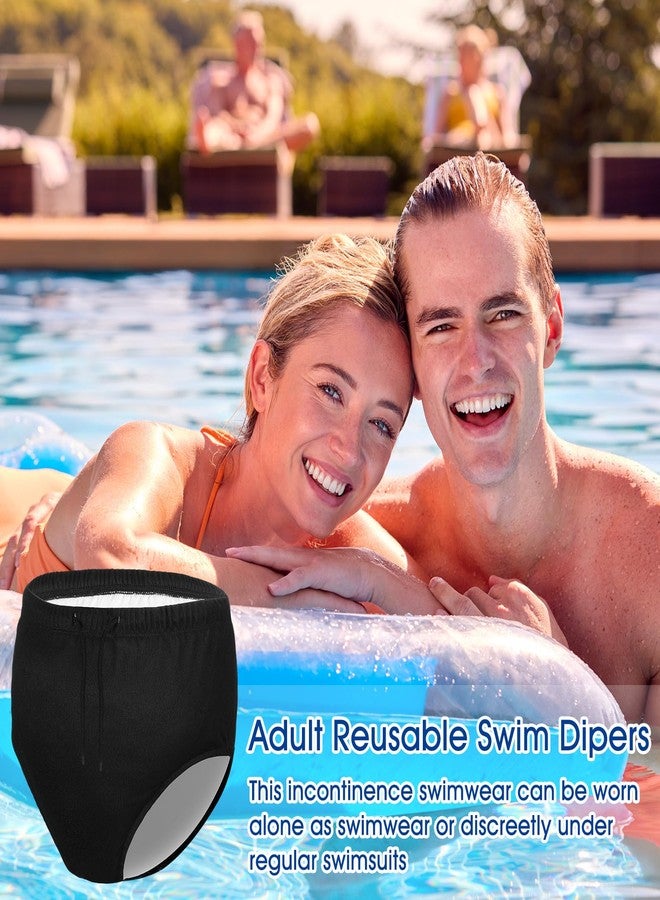 Cutecrop 4 Pcs Reusable Adult Swim Diapers Washable Cloth Diapers Leakproof Special Needs Swimwear for Incontinence Swimmers(Dark Color,Small - Image 3
