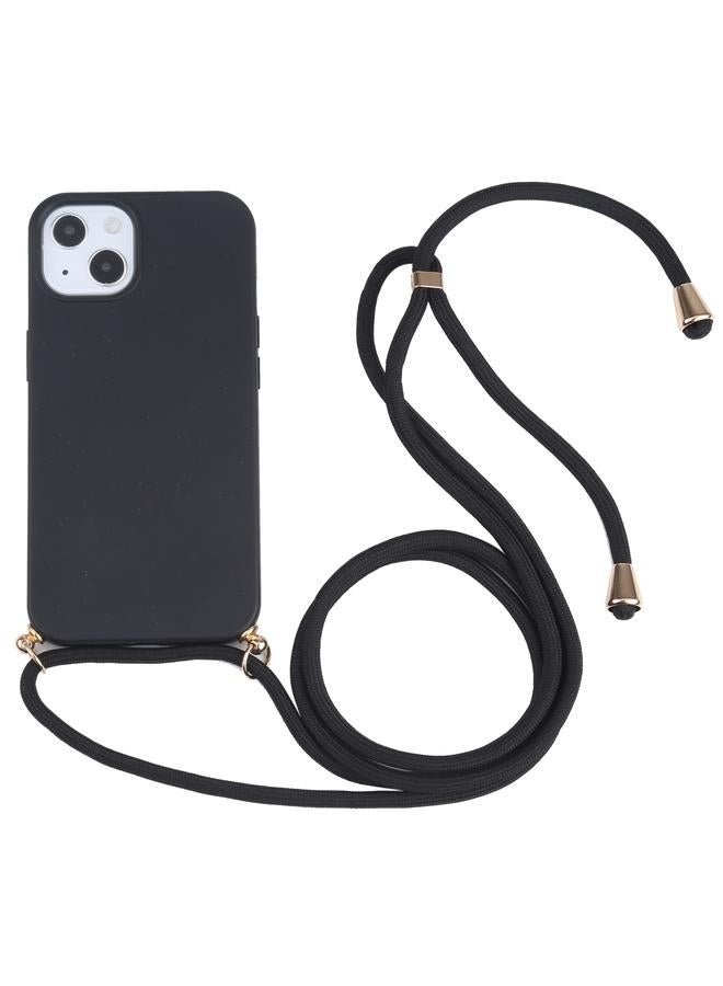 اس-توب جراب لهاتف iPhone 13 مصنوع من مادة قش القمح + جراب مقاوم للصدمات من مادة TPU مع حبل للرقبة - Image 1