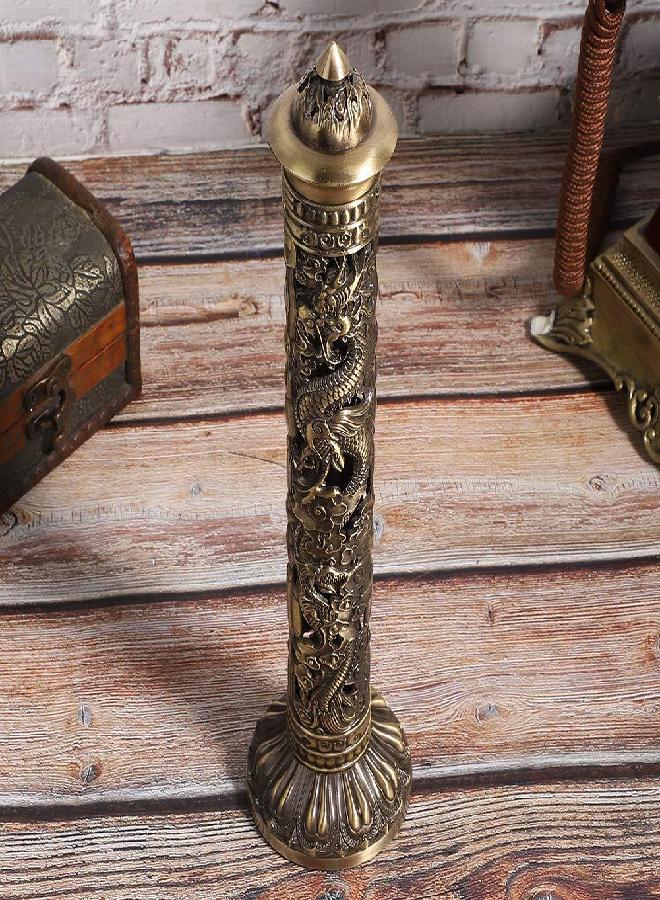 GOTOTOP Vertical Incense Burner, Retro Incense Tower Holder Brass Stick Incense Holder Incense Burner with Dragon Phoenix Pattern for Home Office Yoga Meditation, 8.5x7cm/3.3x2.8in - Image 4