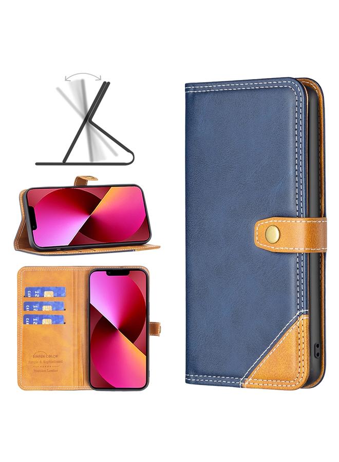 اس-توب جراب جلدي صغير بخيوط خياطة مزدوجة متناسقة الألوان لهاتف iPhone 13 - Image 1