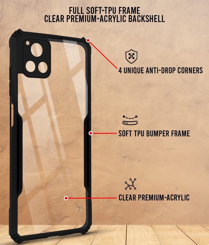 Jkobi Back Cover Case for Vivo Y72 5G (Shockproof with Polycarbonate Clear Panel | Professional Black) - Image 2
