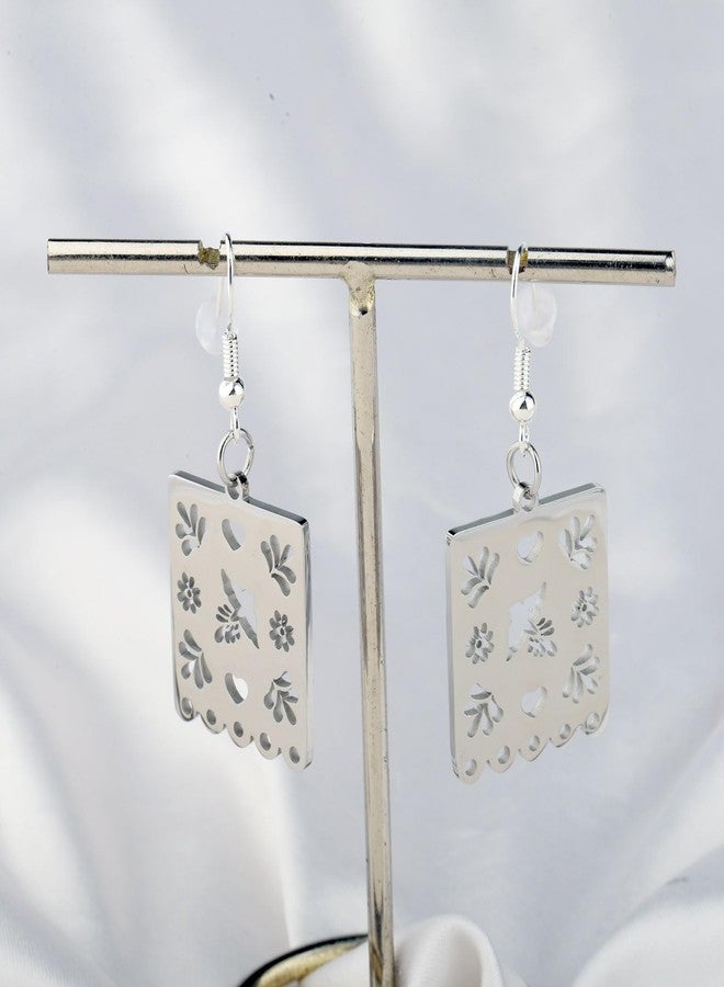 SEIRAA Papel Picado Earrings Folklorico Ear Jewels Mexican Drop Earrings Mexican Jewelry For Women (WhiteEarr) - Image 5