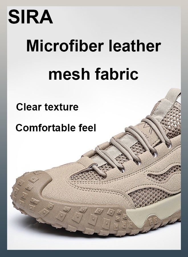 SIRA Men's Khaki Hiking Sneakers – Lightweight Outdoor Shoes for Trail & City, Breathable Mesh Walking Shoes with Anti-Slip Sole & All-Day Comfort - Image 5