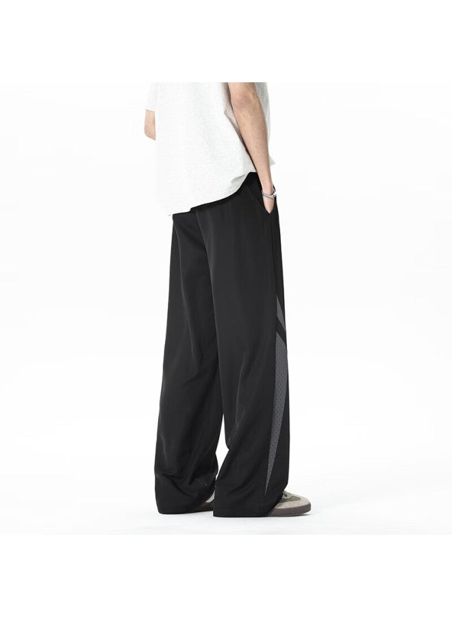 Maybeyond Casual Pants For Men, Spring And Autumn Season, Draping Simple Versatile Wide-leg Loose Straight-leg Trousers, Ql-98 Black 3XL - Image 2