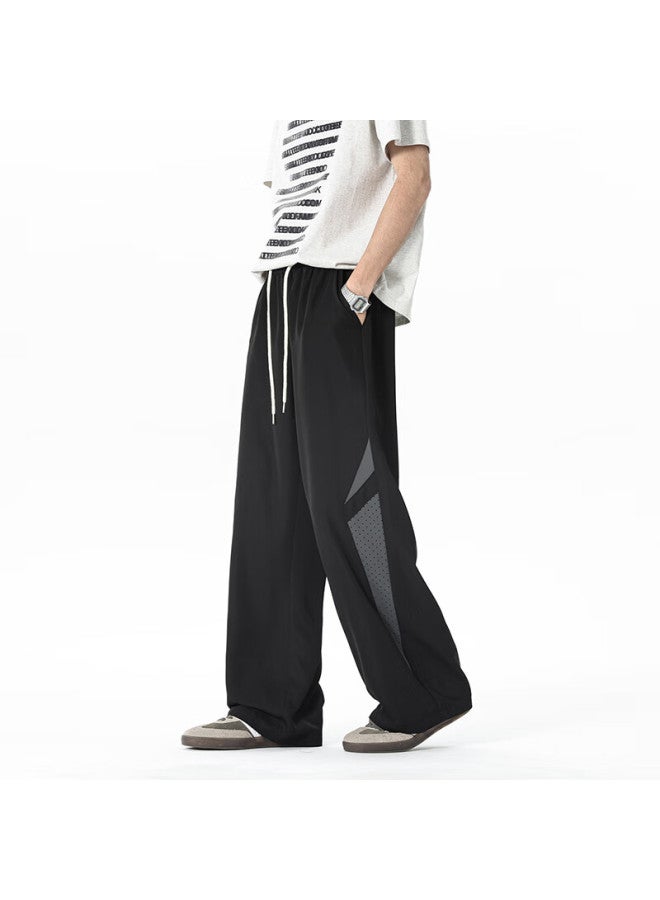 Maybeyond Casual Pants For Men, Spring And Autumn Season, Draping Simple Versatile Wide-leg Loose Straight-leg Trousers, Ql-98 Black 3XL - Image 3