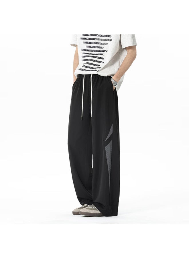 Maybeyond Casual Pants For Men, Spring And Autumn Season, Draping Simple Versatile Wide-leg Loose Straight-leg Trousers, Ql-98 Black 3XL - Image 4