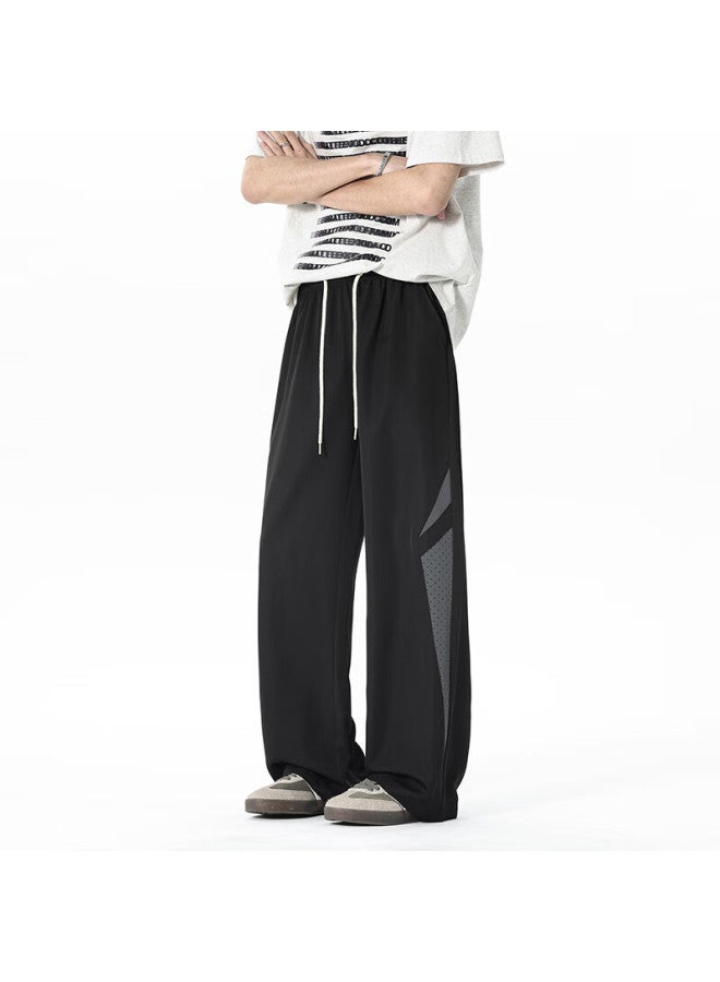Maybeyond Casual Pants For Men, Spring And Autumn Season, Draping Simple Versatile Wide-leg Loose Straight-leg Trousers, Ql-98 Black 3XL - Image 5