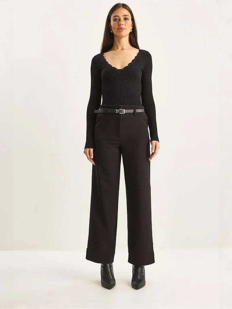 Bianco Lucci LUCCI High Waist Wide Leg Pants