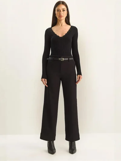 Bianco Lucci LUCCI High Waist Wide Leg Pants