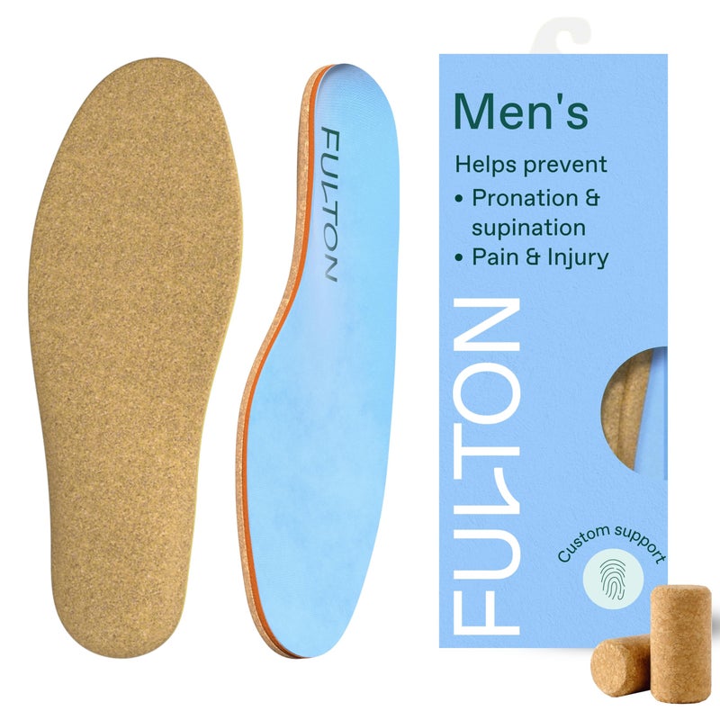 Fulton Men's Shock Absorbing Insoles with High Impact Arch Support - Custom Molding Cork Inserts Alleviate Plantar Fasciitis & Foot Fatigue- Athletic Running Insoles for Men (Men's Size 9.5-10) - Image 1