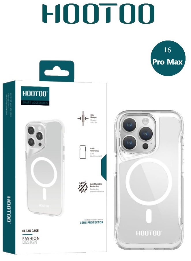 هوتو كفر جوال ايفون 16 بروماكس، كفر شفاف يدعم الماج سيف، غلاف جوال قوي ومضاد لصدمات. جراب ايفون بحماية ضد السقوط. كفر جوال شفاف من هوتو - Image 1