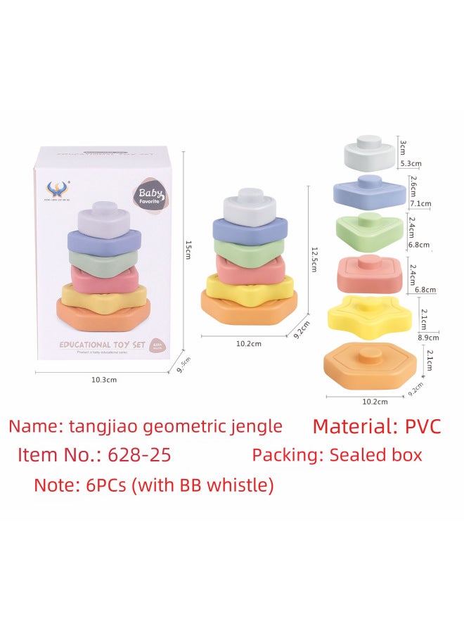 Toy Stacking Rings Cups Set Colorful Building Blocks Educational Early Learning Toy For Children Aged 12 Months Up-Color:【Colorful Rainbow】 Overlap 628-38 - Image 2