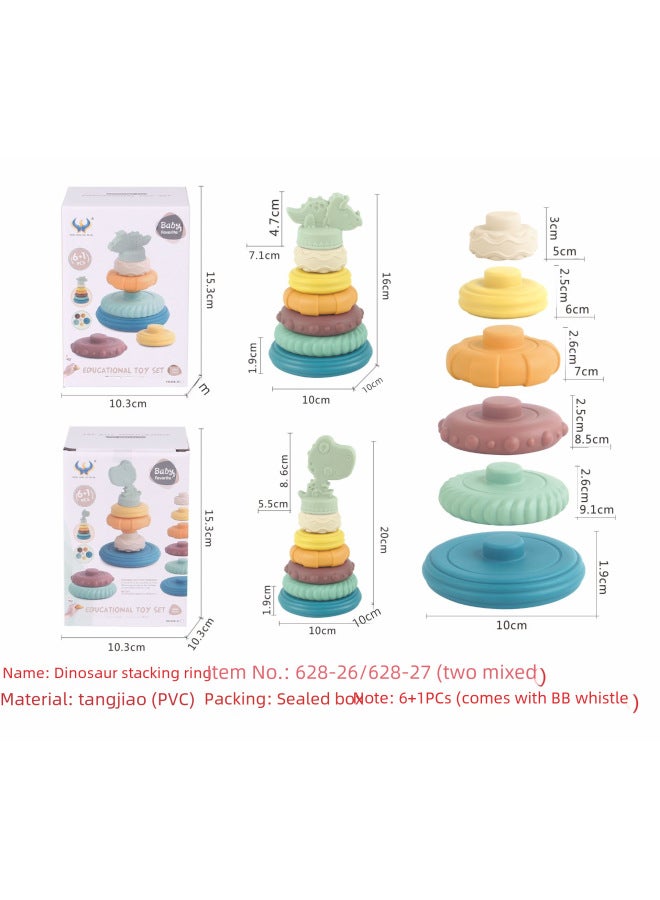 Toy Stacking Rings Cups Set Colorful Building Blocks Educational Early Learning Toy For Children Aged 12 Months Up-Color:【Colorful Rainbow】 Overlap 628-38 - Image 4