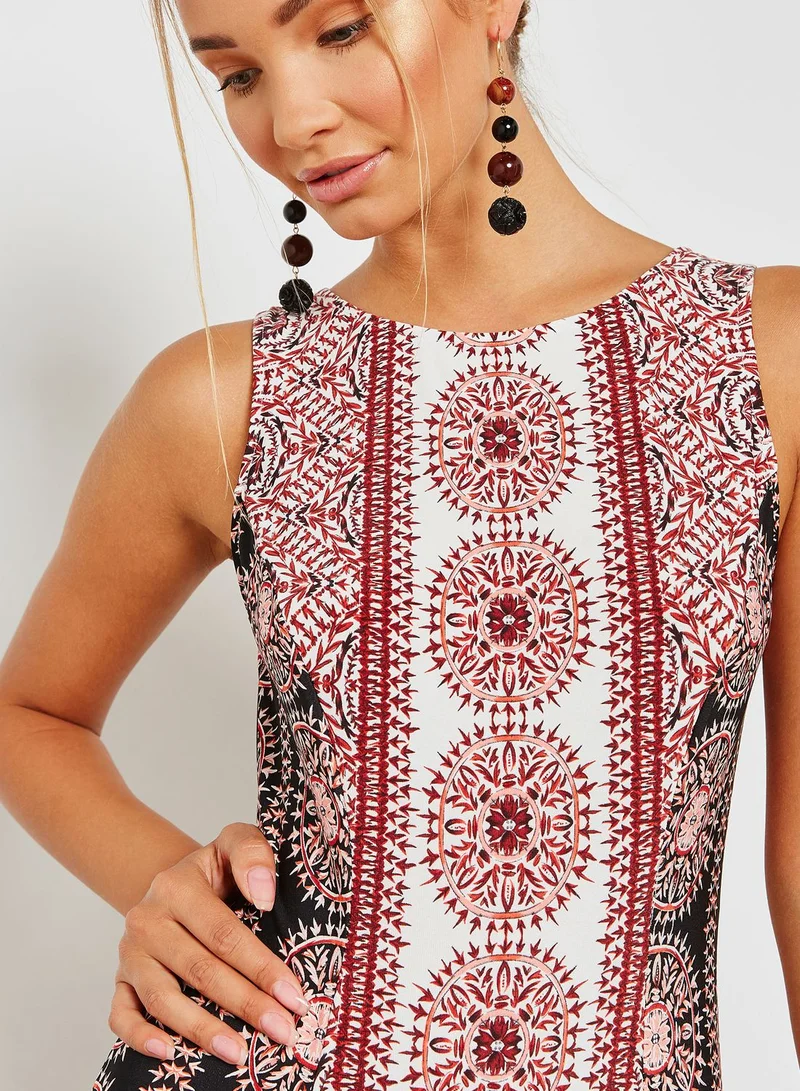 Wallis High Neck Printed Dress