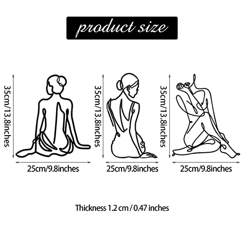 Photect 3 Pcs Metal Wall Art Decor Minimalist Abstract Woman Wall Art Metal Modern Line Drawing Decor Female Single Line Home Hanging for Bedroom Bathroom Living Room Christmas Housewarming(Vintage) - Image 3