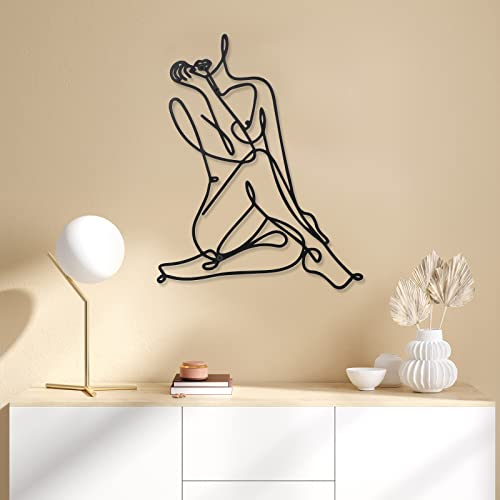 Photect 3 Pcs Metal Wall Art Decor Minimalist Abstract Woman Wall Art Metal Modern Line Drawing Decor Female Single Line Home Hanging for Bedroom Bathroom Living Room Christmas Housewarming(Vintage) - Image 4
