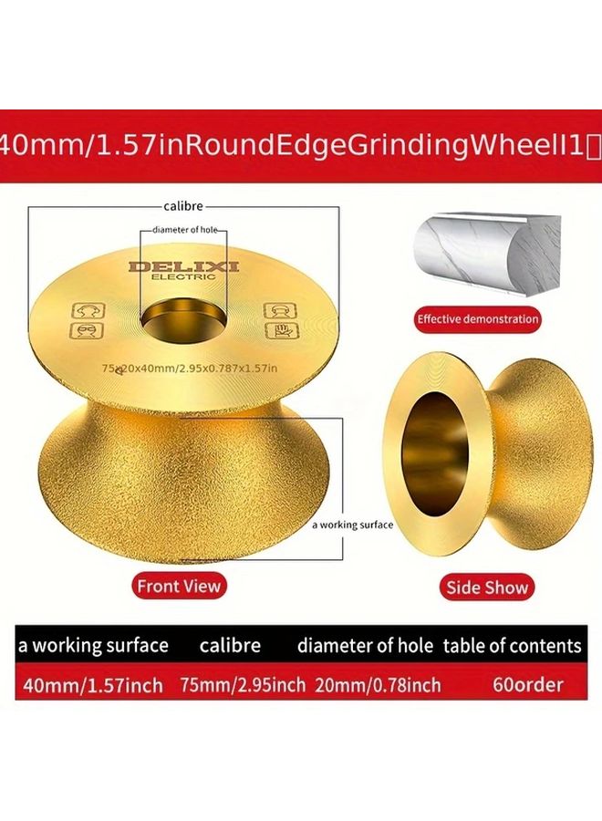 1.57 Inch Round Edging Diamond Grinding Wheel For Tile Marble Granite Stone - Image 1