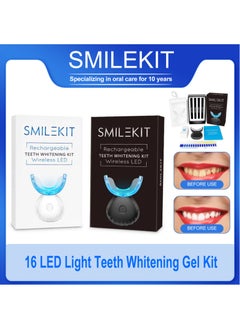 Teeth Whitening Kit with LED Light Teeth Whitening Gel Pen Mouth Tray, Hydrogen Carbamide Peroxide for Sensitive Teeth, LED Light Tooth Whitener, Teeth Stain Remover to Whiten Teeth