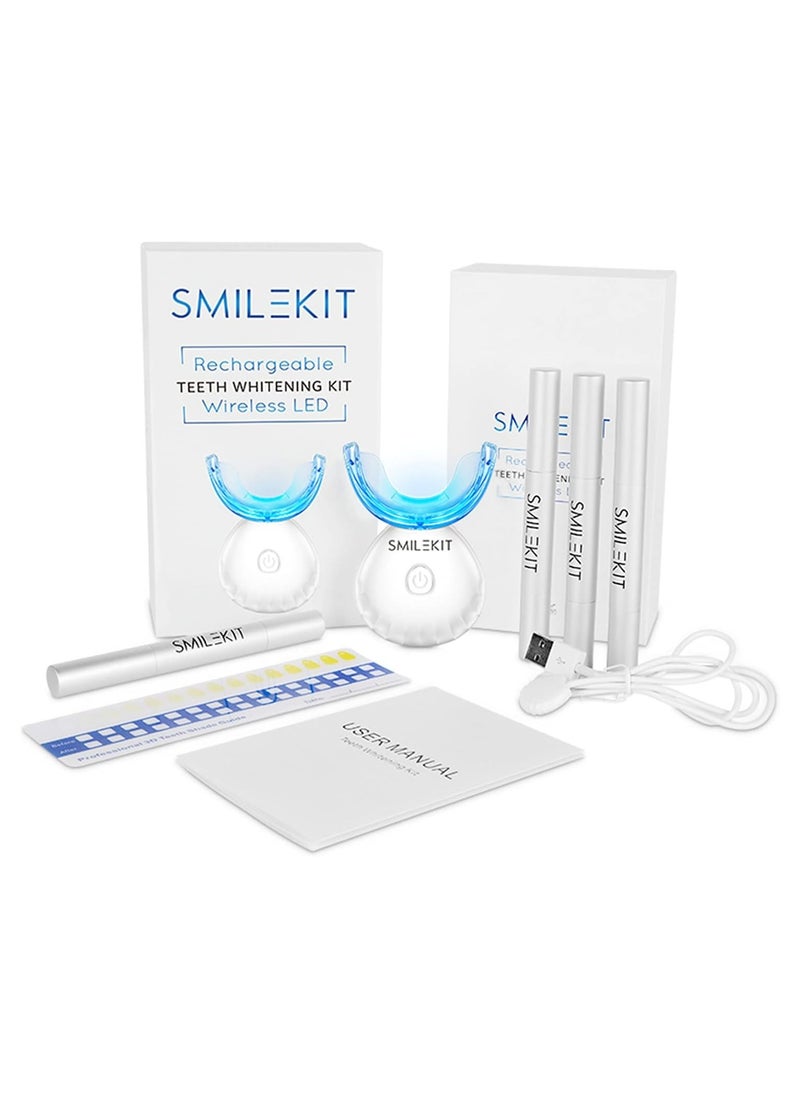 SMILEKIT - Teeth Whitening Kit with LED Light Teeth Whitening Gel Pen Mouth Tray, Hydrogen Carbamide Peroxide for Sensitive Teeth, LED Light Tooth Whitener, Teeth Stain Remover to Whiten Teeth - Image 1
