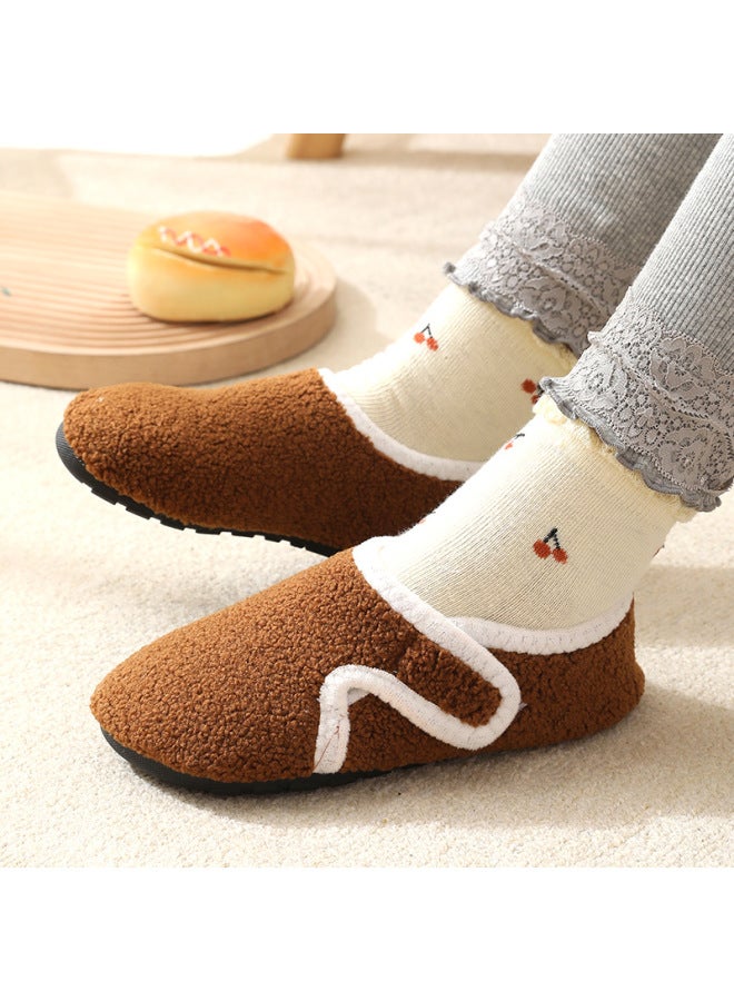 Autumn And Winter Children's Indoor Fleece-lined Floor Socks Shoes With Non-slip Soles, Early Learning Walking Shoes For Babies, Home Cotton Shoes For Indoor Cold Protection