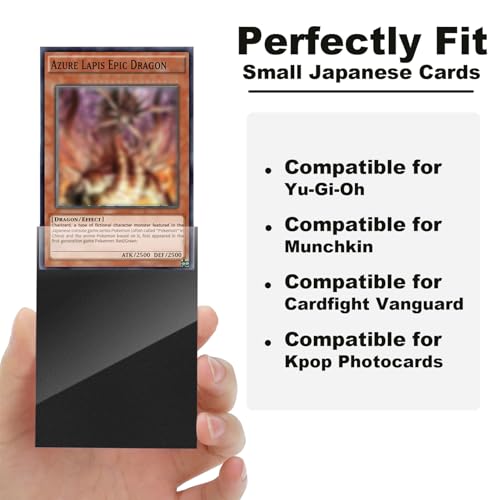 Fabmaker Black Card Sleeve 200 Pack Compatible with Yugioh Card Sleeve Japanese Small Card Sleeves 62x89mm Back Textured Perfect Shuffling Protect Your Japanese Sized Trading Cards Photocard Never Tear - Image 5