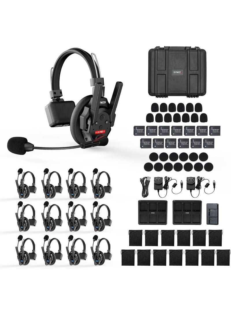 SYNCO XTALK XPRO13 Wireless Intercom Headset System 2.4GHz Full Duplex 500m Range 24H Battery Noise Reduction 13-Person Team Communication Professional Film TV Live Event - Image 1
